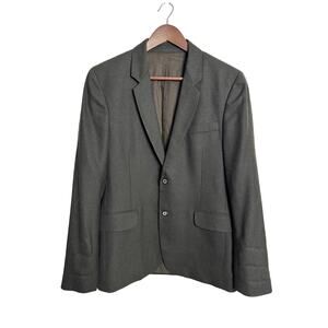 Vince 100% Wool Tailored Blazer Mens 40 Olive Brown Single-Breasted Career